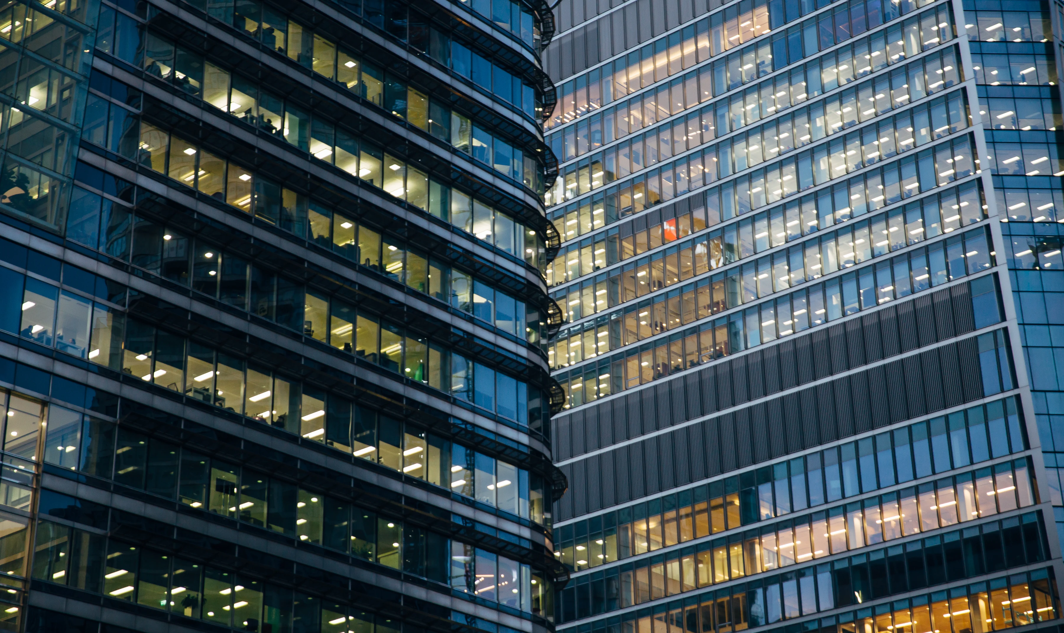 Contemporary glass office buildings in the City of London